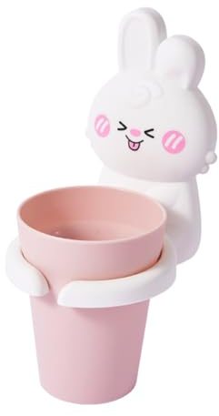 V-Ting Porte-gobelet pour brosse à dents - Pour enfants - Sans perçage - Avec ventouse - En plastique - Motif dessin animé - Pour boule de bain - Lapin blanc