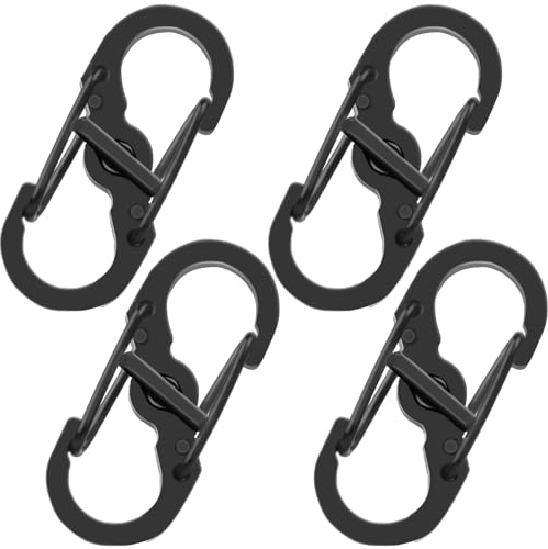 4 Pezzi Moschettone Con Gancio A S, Fibbia S Antifurto con Clip Di Blocco e con Chiusura Girevole, Moschettone Piccolo, Portachiavi in Metallo Anticaduta, per Uso Domestico, Campeggio, Viaggi