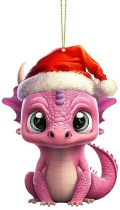 1 STÜCK 2D Cartoon Niedlicher Drache Weihnachten Acryl Ornament Weihnachtsbaum Dekoration Anhänger Weihnachtsschmuck Auto Urlaub Ornament Auto Anhänger Bett Organizer Einhängen Kinder