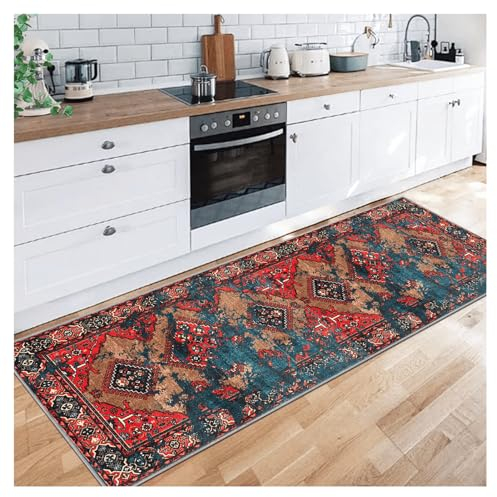 Siunwdiy Marokko Teppich Läufer 80X150CM Waschbar rutschfest Vintage Bunt Lang Läufer Flur, Polyester Dauerhaft Flur Teppich Meterware Fur Korridor Wohnzimmer Schlafzimmer Anpassbar