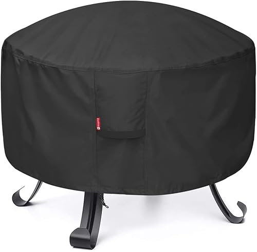 SheeChung Fire Pit Cover Round 34”D X 15”H,Heavy Duty 600D Polyester with PVC Coating Material,Waterproof Firepit Covers,Outdoor Fireplace Cover, Fits Patio Fire Pit Bowl