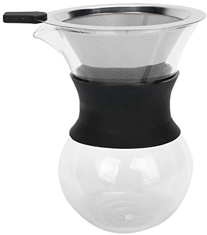 SEAFRONT Vierta sobre la Cafetera con Cafetera, Vierta sobre el Filtro de la Cafetera Cafetera de Vidrio Reutilizable Juego de Cafetera por Goteo Manual (200ML)