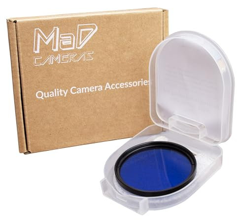 MaD Cameras 58mm Blue Colour Correction Camera Lens Filter - Reduces Glare, Enhances Contrast & Depth for DSLR & Mirrorless Cameras – Blue 58mm