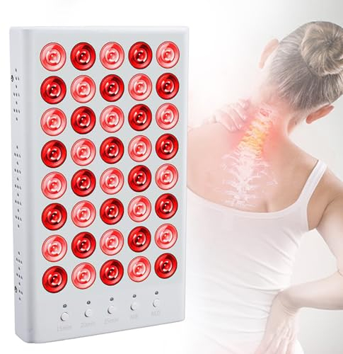 Rotlichtlampe Wärmelampe Medizinisch Rotlicht Therapy Face Infrarot Lampe mit 660&850nm LEDs Panel, Rotlichtlampe Therapie Infrarotlampe Gesicht Lichttherapie für Verbesserte Haut & Schmerzlinderung