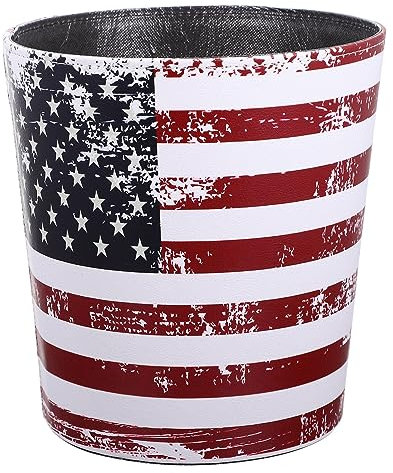 Luxshiny Poubelle Pu Cuir Rétro Bac De Rangement Décoratif Multi-fonction Pour Salle De Bain Cuisine Et Bureau Modèle Avec Motifs Élégants