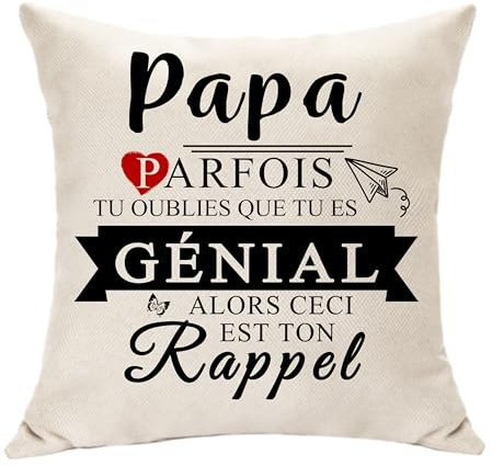 Hasodeo Original Cadeaux d'Anniversaire pour Papa - Positif Affirmation Quotidienne Décoratifs Housse de Coussins pour Père Homme Fête des Pères