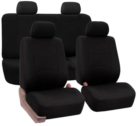 MaKeMoney Auto Sitzbezüge Sets FüR V-W T6 California 2016-2025, Leder rutschfest Sitzschoner Vorne Hinten Schonbezüge Auto Innenraum Zubehör, B/Black
