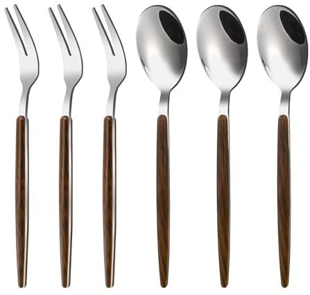 VANRA Coffee Spoons Dessert Forks Set Mini Appetizer Spoon Small Stainless Steel Teaspoons Silverware Flatware Silver Tasting Tea Spoons Salad Forks
