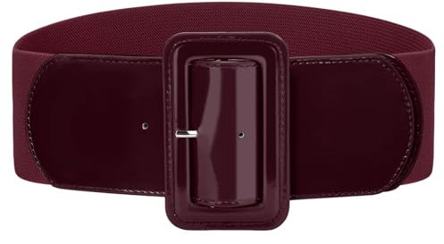VONMELLI Breiter Elastischer Vintage Damen Gürtel - Dehnbarer Modischer Taillengürtel für Kleid Burgunderrot,Breite 7,6cm