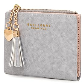 CHAOFANXI Portafoglio Donna Borsetta Portamonete Sottile Pochette Piccolo Portafogli in Pelle Squisita PU con Cerniera e chiusura a Scatto Scomparti per Carte Multipli,Grigio