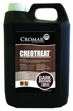 CROMAR – AlphaChem CREOTREAT Oil-Based Timber Treatment & Stain | Fast Drying – Long Lasting Protection – Outdoor Wood Protection for Fences, Sheds, and Timber Posts | Dark Brown – 4L