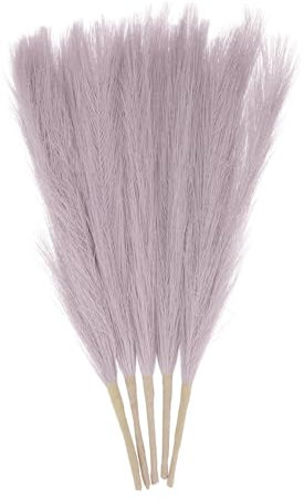 sourcing map Lot de 5 herbes de la pampa artificielles séchées de 43,2 cm pour décoration d'automne, maison, vase, sol, table, décoration de mariage, lilas