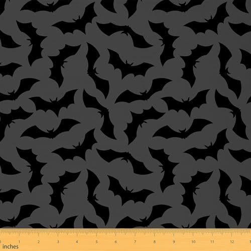Loussiesd Fledermaus Stoff 92x150cm Kinder Happy Halloween Dekorative Patchwork Stoffe für Jungen Mädchen Trick or Treat Grau Stoff Meterware für Stühle Stoffpaket