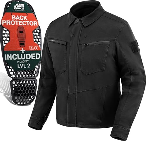 SHIMA Giro Jacket Motorrad Jacke Herren mit Protektoren AirForce Rückenprotektor Motorradjacke Schulter Protektor Ellbogen Textiljacke Stretch Schutzjacken Protektorenjacke (Männer, Schwarz, L)