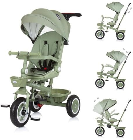 Chipolino Tricycle Marathon 2 in 1 Dreirad, Sitz umkehrbar, Gummiräder, Dach, Farbe:grün