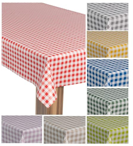 laro Wachstuch-Tischdecke Wachstischdecke Gartentischdecke, Muster:Karo Kariert Rot Weiß, Größe:100x140