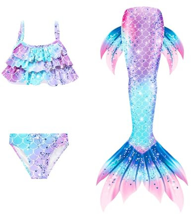 Generisch Meerjungfrauenschwanz zum Schwimmen mit Bikini-Set – Mädchen Schwimmflosse & Hose für Poolparty & Strand (Altersempfehlung 4+)