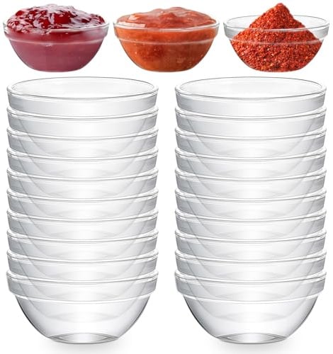 PORFOYO 20 Pièces Bol En Verre, 7.5 Cm Mini Bols En Verre, 75 Ml Coupelle Dessert Bols, Petits De Service Pour Sauces, Chutneys, Ingrédients De Cuisine, Confiture