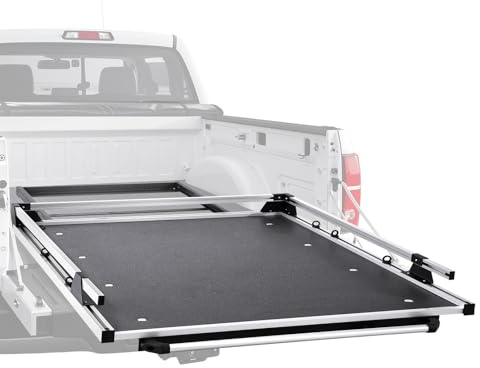 VEVOR Sliding Truck Bed Organizer, 65 x 48-Inch Heavy Duty Truck Bed Storage Drawer with 1000 lbs Capacity, Features 6 Movable Rings for Securing, 2-Postion Slide Out Tray for Pickup Trucks, Black