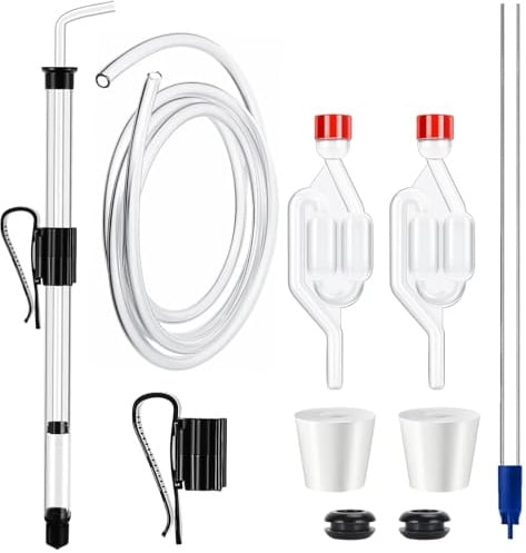 Auto-Siphon mit Abfüllstab, 35,6 cm, Weinsiphon mit Gärluftschleusen | 1 cm abnehmbares Regal, müheloses Absaugen, leicht zu reinigen, automatische Siphonklemme, selbstgebrautes Bier, Wein, Met