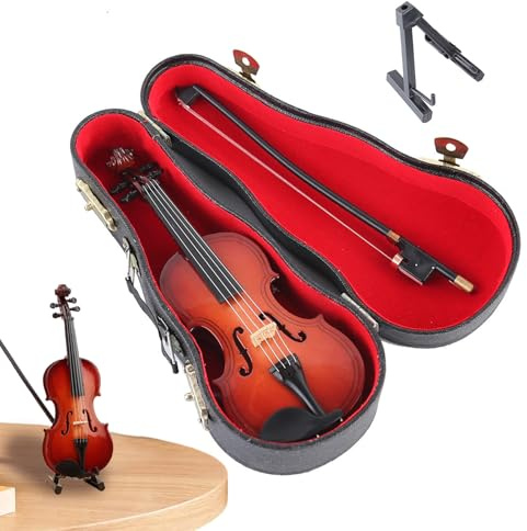 Musikinstrumentmodell - kleine dekorative Geige, elegante hölzerne Miniatur für Musikliebhaber | Tiny Musical Instrument Figur, kleine Geigenverzierung, Desktop -Holzgeigendekor für Musikliebhaber