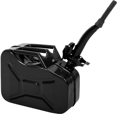 HOBBYZOO Jerrican Bidon Essence 10L Métal avec Bec Verseur (Noir) | Réservoir Carburant Portable pour Essence, Diesel et Bioéthanol