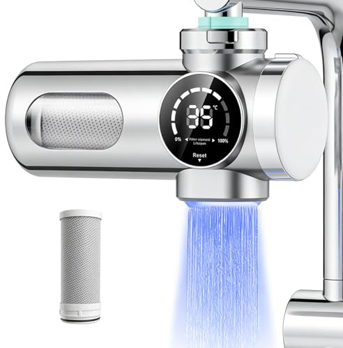 Filtro acqua rubinetto con indicatore LED, filtro acqua per rubinetto, filtro acqua potabile rimuove cloro, metalli pesanti e calcare, sterilizzazione UV (con filtro) per cucina, viaggi, animali