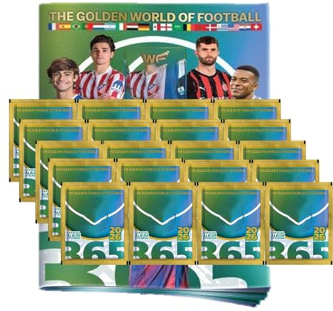 Fussball 365 2026 Sticker | Stickeralbum + 20 Stickertüten (100 Sticker) – Fußball Stickerkollektion