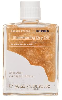 KORRES AEGEAN BRONZE Schimmerndes Trockenöl, natürliches Finish, 50ml | veganes Körperöl mit Glow-Effekt, Bronzing Öl für Körper, Haare und Gesicht für strahlende Sommerhaut, schnell einziehend