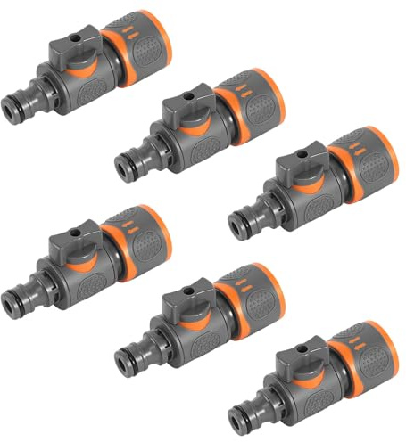 Garden Hose Connector with Control Valve, 6 Pack Quick Release in Line Shut Off Valve, Hose Coupling Adaptor Hose Pipe Connectors and Fittings for Garden Lawn