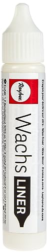 RAYHER HOBBY Rayher 31500102 Wachs-Liner, weiß, Flasche 30 ml, zum Kerzen bemalen, Wachsstift, Flüssigwachs zum Malen direkt aus der Flasche