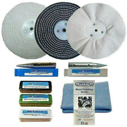 Bench Grinder Metal Polishing Kit Steel & Stainless Steel 9pc 6 x 1 Pro-Max