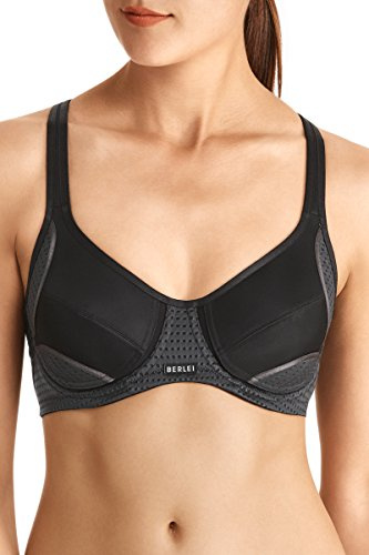 Berlei Women’s Electrify Mesh Underwire Sports Bra- Non Padded, high Impact, Maximum Support, Black (Black), 36E, 1 Piece