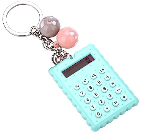 VBESTLIFE -Taschenrechner, tragbar, PVC, 8-stellig, elektronischer Taschenrechner mit Silikonknöpfen und Schlüsselanhänger-Schnalle für Kinder, Studenten