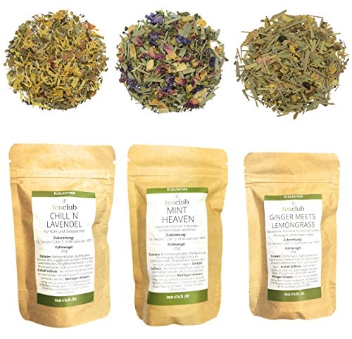Tee Probierset Kräutertee Lose 3x20g, Signature Kräuter Tee-Mischung Geschenkset, TeaClub Herbal Tea