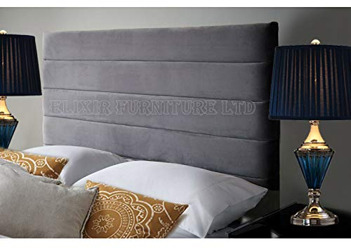 Khul Headboard for Divan Beds Furniture Bedrooms Plush Velvet (Grey, Double 4 FEET 6 INCHES, Height 36 INCHES)