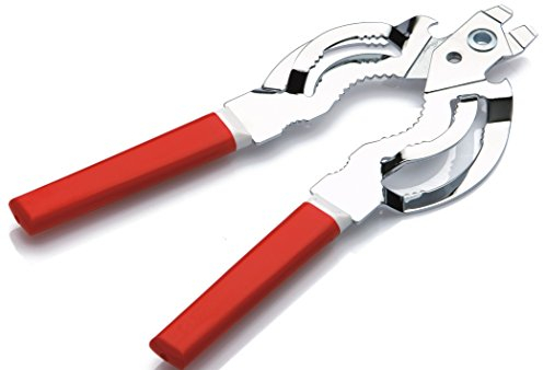 Tredoni Edelstahl Flaschen-/Glasöffner, Einfacher Schraubenschlüsselgriff/Festziehen Deckelöffner (Rot-Weiss)