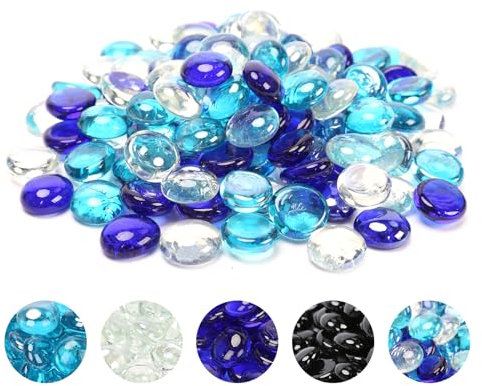 Hisencn Verre à feu pour foyer Mélange de perles de verre bleu pour foyer au propane extérieur et intérieur cheminées naturelles ou propane brasero perles de verre de 127 cm pour foyer de 45 kg