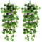 MJARTORIA 2PCS Artificial Wisteria Vine Artificial Hanging Flowers Fake Plants for Garden Fence Balcony Outdoor Inside Decoration (Light Purple flower-green, 90 cm)