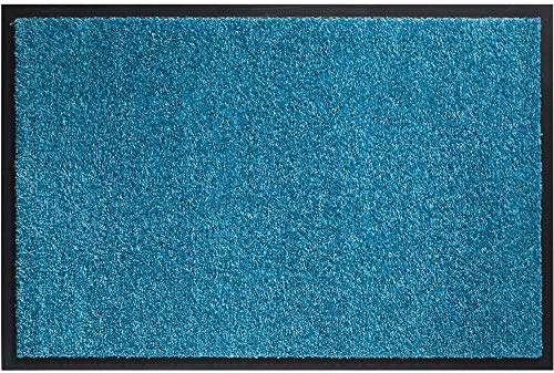Schmutzfangmatte als saugstarke Innen Fußmatte türkis blau - Waschbarer Fußabtreter als robuste Sauberlaufmatte 60x80 cm - Antirutsch Türmatte für Eingangsbereich, Haustür, Flur