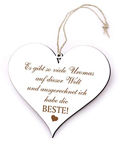 Oma Schild Herz Spruch graviert - Beste Uroma der Welt - Dekoschild Holzschild 13x12cm | Dekolando