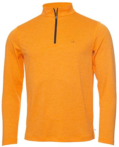 Calvin Klein Mens Harlem 1/4 Zip Pullover - Orange Marl - M