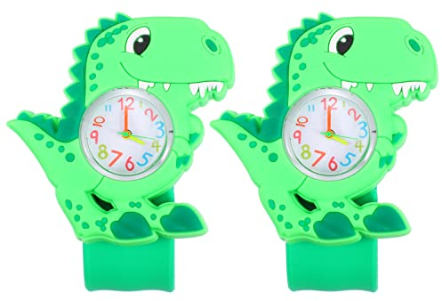 Hemobllo Armbanduhr Kinder, kinderuhr Slap auf Uhr Kinder Dinosaurier Watch Silikon Uhr Armband Kinder für Kleinkind 2 Stücke
