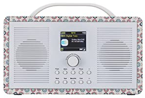 ALANO FM/DAB+ Radio/Bluetooth/AUX IN radio dab portatile a colori in legno con display a colori 2.4 TFT e doppia modalità sveglia, radio dab con design retrò per giardino e cucina (motivo floreale)