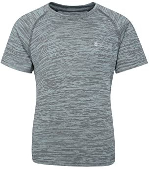 Mountain Warehouse Plain Field Kids Tee - Lightweight T-Shirt, Breathable Top, High Wicking - for Autumn, Winter & Travel Grey (01) Kids Size 5-6 Years