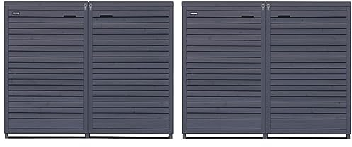Mülltonnenbox 120L Mülltonnenverkleidung Mülltonnecontainer Adria Aufbewahrungsbox Holz vorimprägniert in anthrazit mit Rückwand (4 Tonnen), Grau