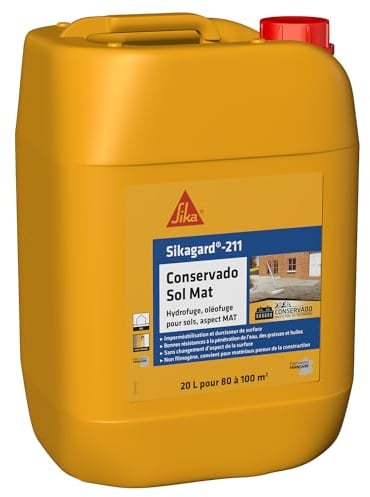 SIKA - Protection Hydrofuge, oléofuge pour sols et durcisseur de surface - Sikagard 211 Conservado Sol Mat - Multisupport - Extérieur - Effet perlant - Prêt à l'emploi -Pour 80 à 100m2-20L