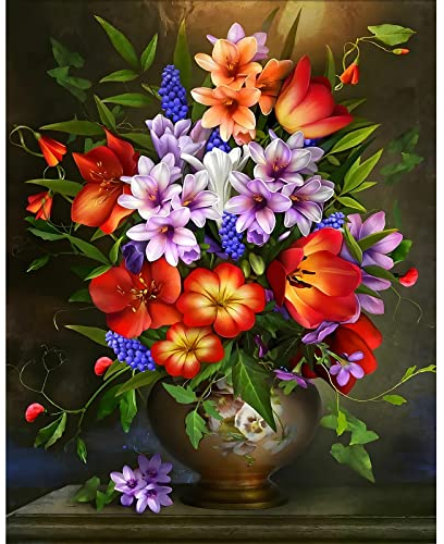 MXJSUA 5D Diamond Painting Erwachsene Blumen, 5D Diamant Painting Bilder Erwachsene Blumen Set Blumen Diamond Painting Bilder Erwachsene 5D Diamant Malerei Set Blumen im Dunkeln für Wohnkultur 30x40cm