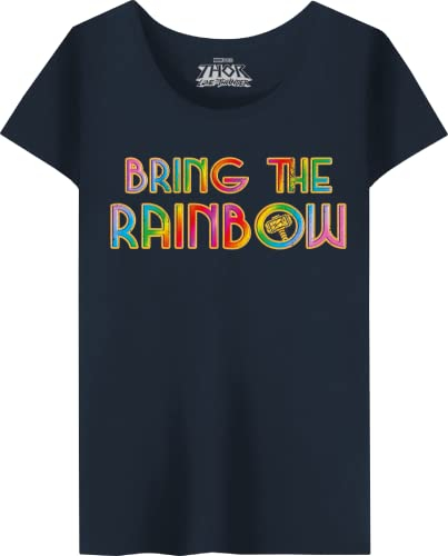 Marvel Women's Wotlatmts011 T-Shirt, Navy Blue, M