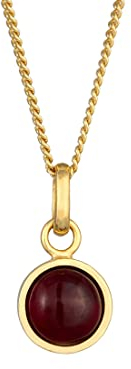 Elli Collier Femme Solitaire Basic Rond avec Grenat Gemmes en argent sterling 925 plaqué or